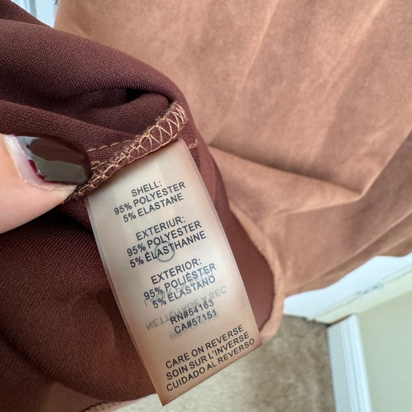 TOMMY HILFIGER SHIRTDRESS. FAUX SUEDE A-LINE. FLATTERING. ELEGANT BROWN COGNAC - Picture 8 of 16